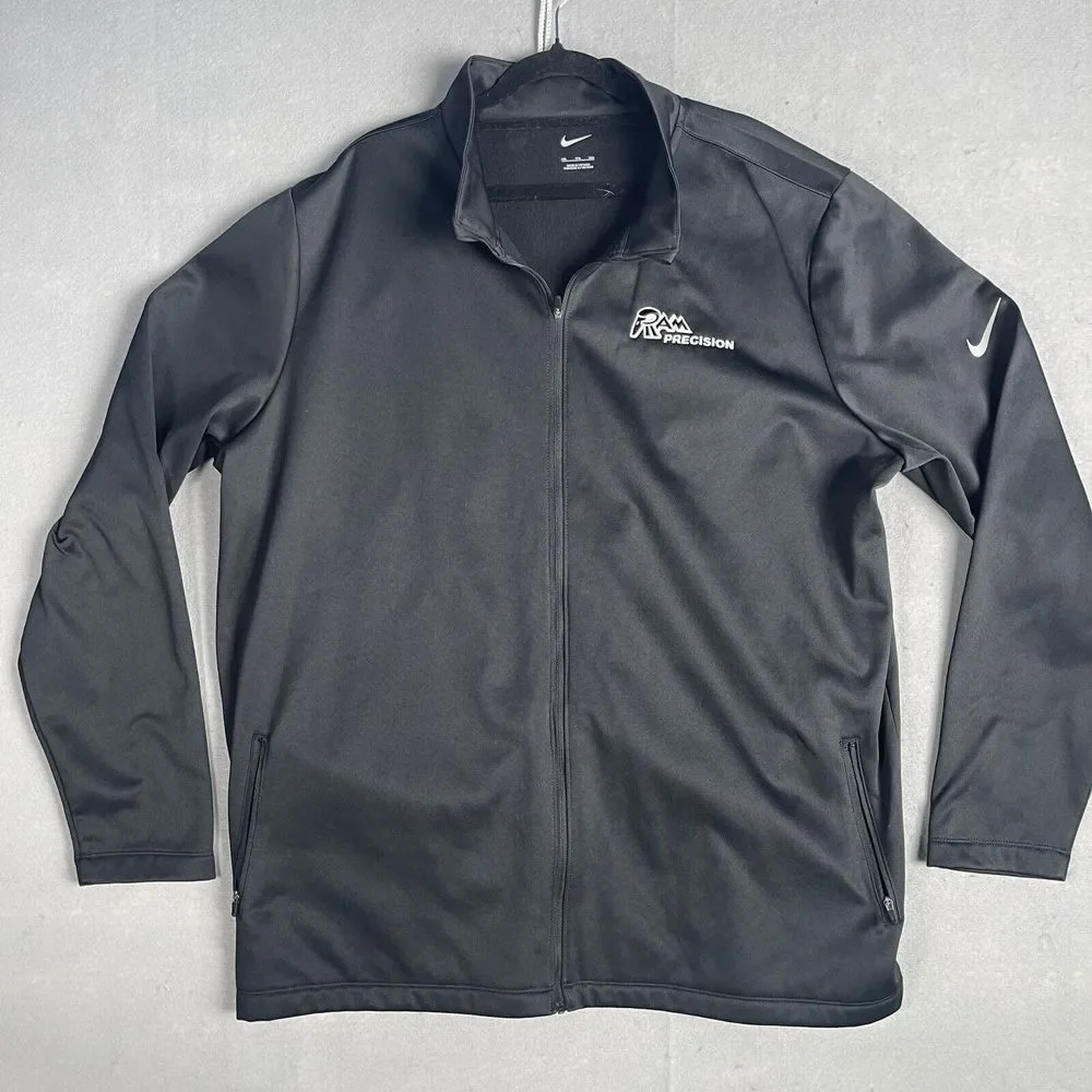 Nike Full Zip Jacket Men Large XXL Black Ram Logo Long‎ Sleeve Mock Neck